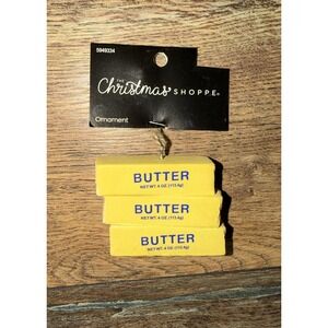 NWT Triple Stack of Butter Sticks Christmas Ornament 2 1/2" Resin Foodie Baking